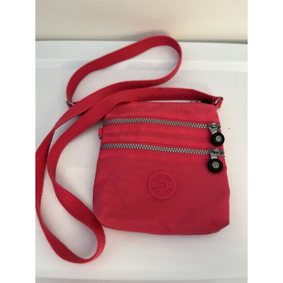 Kipling Alvar Small Mini Bag Crossbody Purse Pink Adjustable 3 Zip - Picture 3 of 6